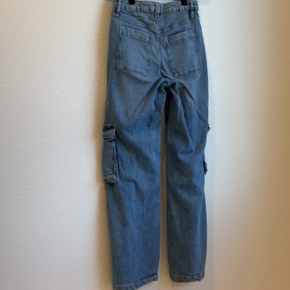 ON 34TH Wide-Leg Cargo Blue Jeans Size 4 - Picture 7 of 11
